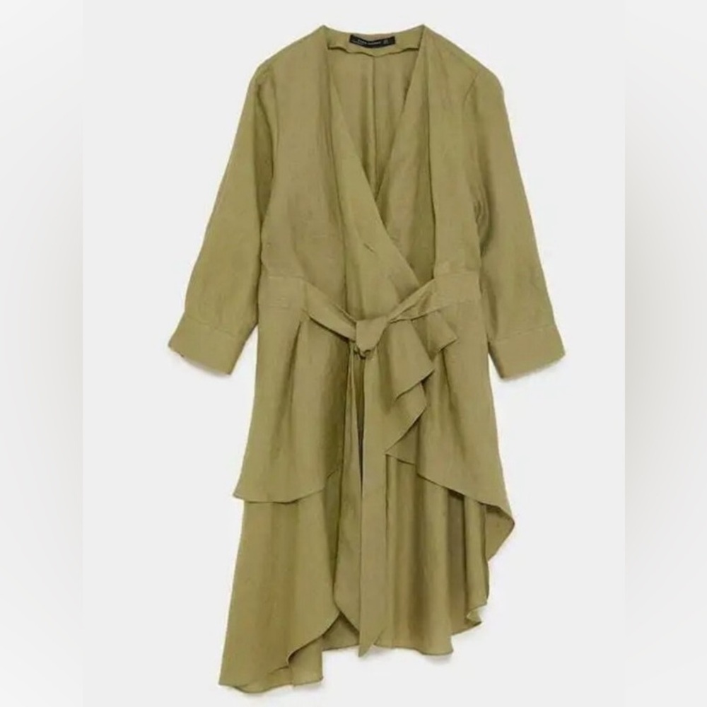 Zara Woman Olive Green Tie-Front Top